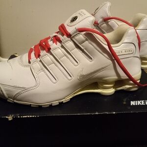 Nike White Shox Athletic Sneakers with Red Laces